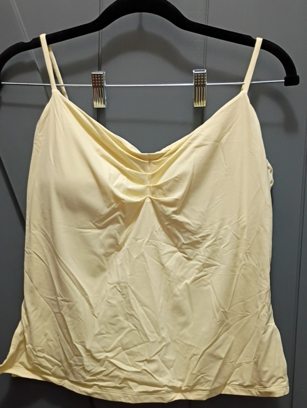 Women's Light yellow /Cream Spaghetti Strap Camisole Top With Padded Bra